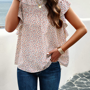 Women's spring and summer foreign trade temperament casual printed blouse - D'Sare