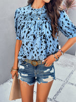 Women's new style casual printed short-sleeved pullover top