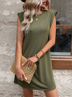 Women's new casual solid color sleeveless T-shirt dress - D'Sare