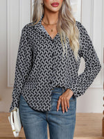 Women's long sleeve cardigan geometric print shirt
