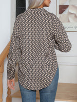 Women's long sleeve cardigan geometric print shirt
