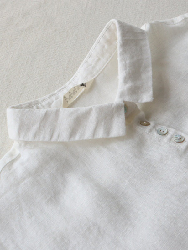 New women's simple loose three-quarter sleeve lapel shirt dress