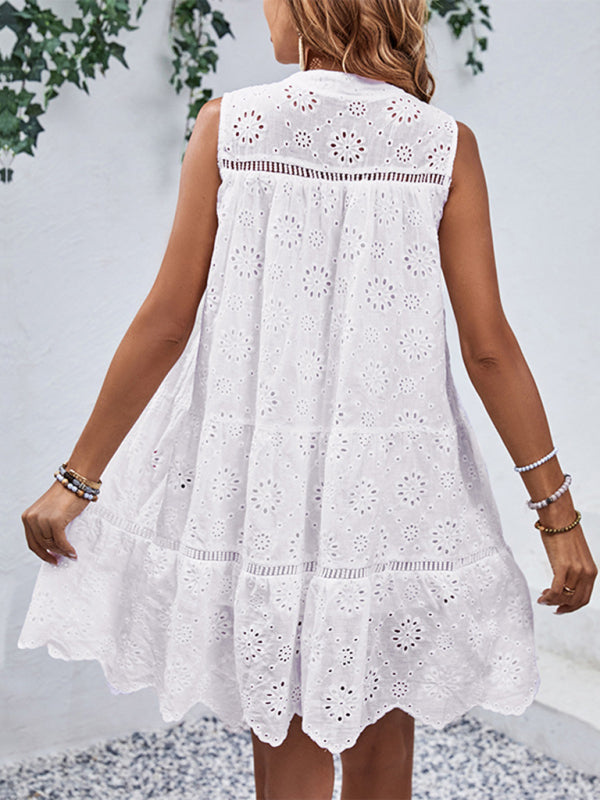 Women's new patchwork lace babydoll dress holiday style dress