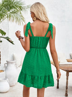 New V-neck suspender solid color waist sleeveless dress - D'Sare