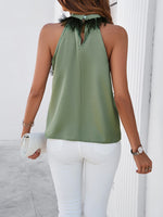 Spring and summer new style casual sleeveless stand collar feather top - D'Sare