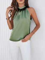 Spring and summer new style casual sleeveless stand collar feather top - D'Sare