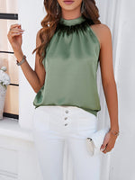 Spring and summer new style casual sleeveless stand collar feather top - D'Sare