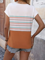 Women's patchwork contrast striped T-shirt - D'Sare