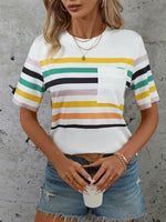 Women's Color Striped Short Sleeve T-Shirt - D'Sare