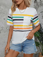 Women's Color Striped Short Sleeve T-Shirt - D'Sare