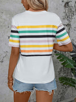 Women's Color Striped Short Sleeve T-Shirt - D'Sare