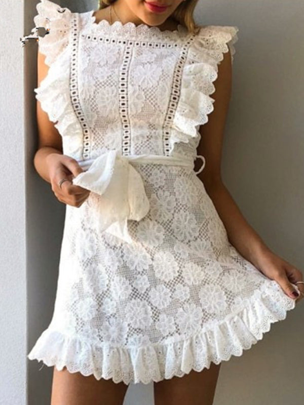 New women's embroidered lace fungus dress