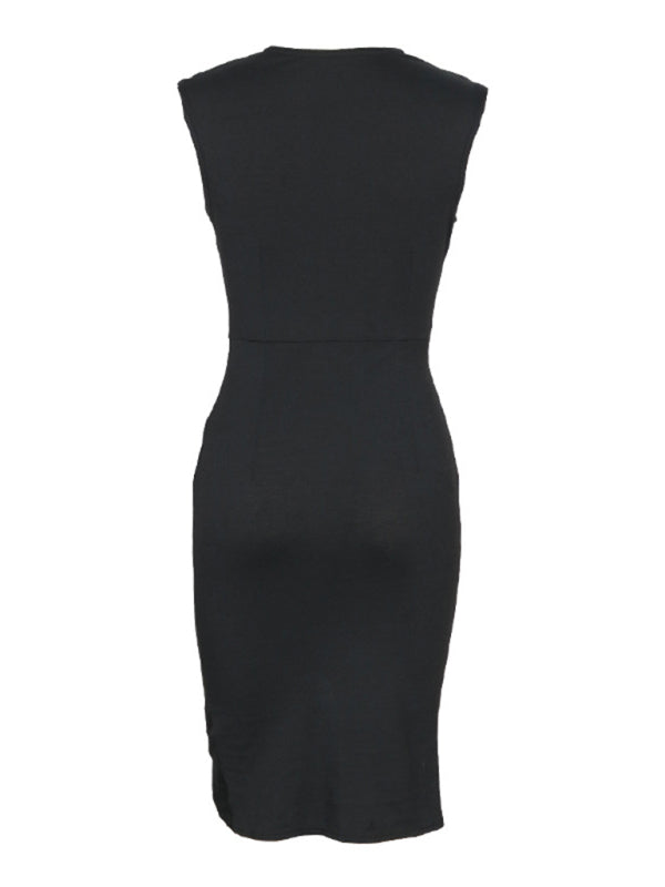 New sleeveless black slim fit dress