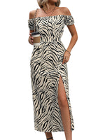 New women's animal print boat neck dress - D'Sare