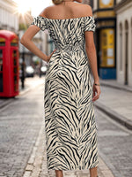 New women's animal print boat neck dress - D'Sare