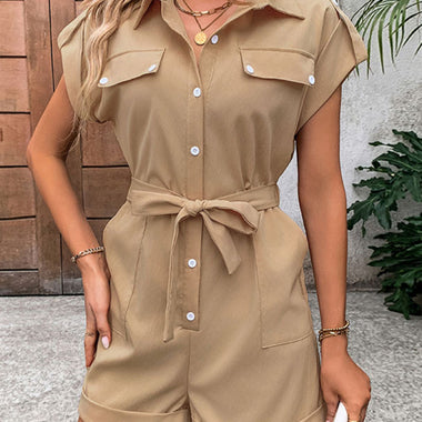 New Commuting Jumpsuit Lace Up High Waist Lapel Jumpsuit - D'Sare