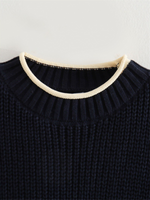 Round Neck Back Opening Design Knitted Sweater Vest