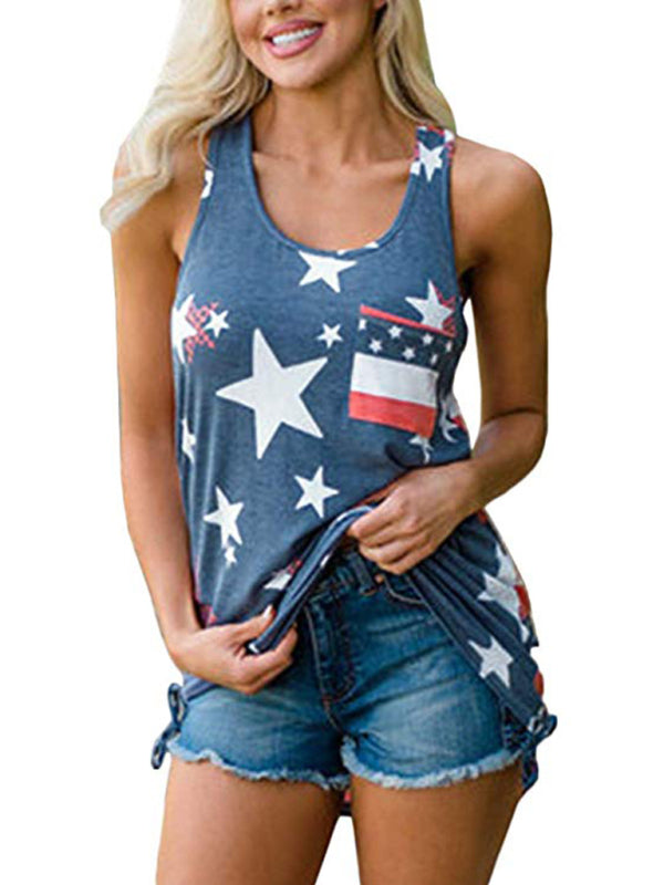 Women's Independence Day Flag Print Loose Casual Tank Top