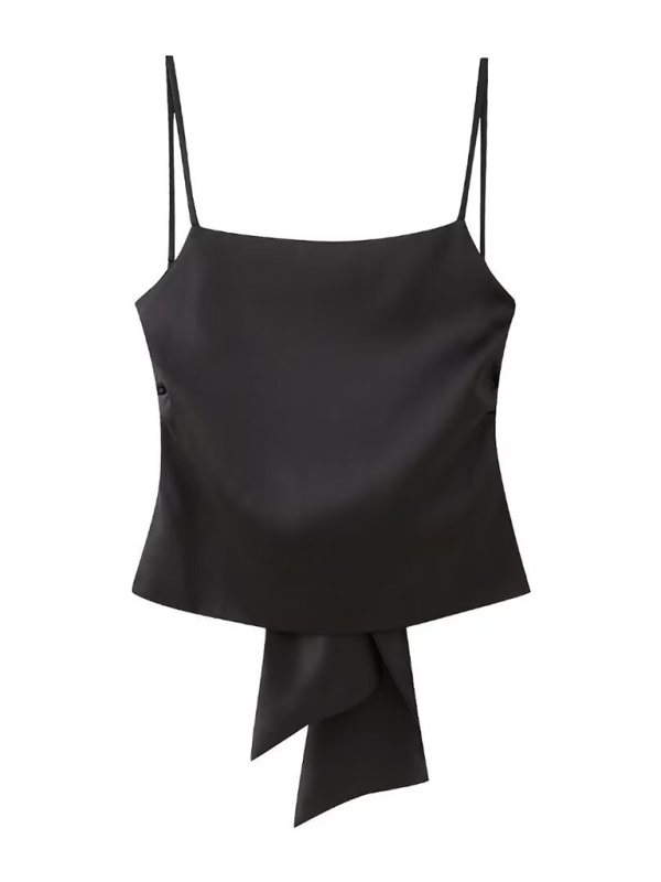 Women's satin camisole top with bow on the back
