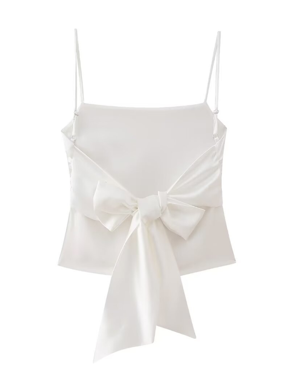 Women's satin camisole top with bow on the back