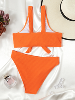 Women's Swimwear Pierced Solid Color Hollow Bikinis - D'Sare