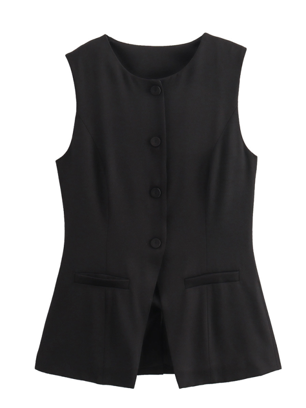 Ladies casual new V-neck single-breasted slim vest + shorts fashion suit