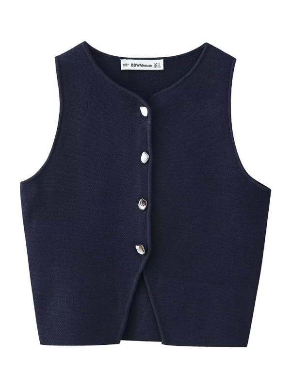 New women's versatile slim fit knitted short vest top