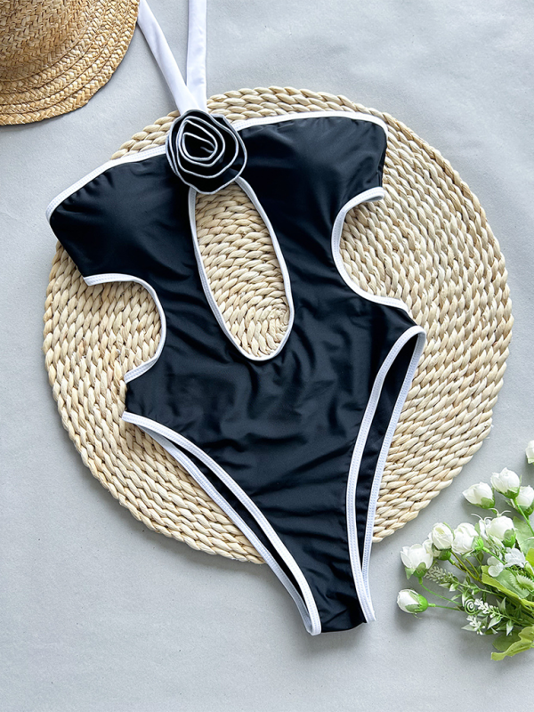Ladies new 3D flower one-piece swimsuit