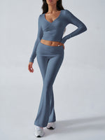 Yoga Wear Slim Fit  Knit Long Sleeve Pants Set