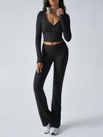 Yoga Wear Slim Fit  Knit Long Sleeve Pants Set