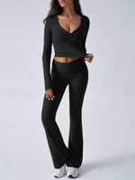 Yoga Wear Slim Fit  Knit Long Sleeve Pants Set