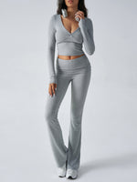 Yoga Wear Slim Fit  Knit Long Sleeve Pants Set