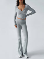 Yoga Wear Slim Fit  Knit Long Sleeve Pants Set