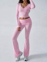 Yoga Wear Slim Fit  Knit Long Sleeve Pants Set