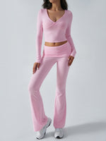 Yoga Wear Slim Fit  Knit Long Sleeve Pants Set