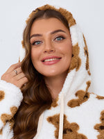 Women's Loose Casual Teddy Bear Plush Hooded Sweatshirt