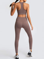 High Waist Peach Hip Seamless Knitted Vest Trousers Two-piece Set