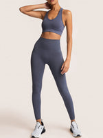 High Waist Peach Hip Seamless Knitted Vest Trousers Two-piece Set