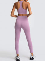 High Waist Peach Hip Seamless Knitted Vest Trousers Two-piece Set