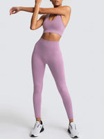 High Waist Peach Hip Seamless Knitted Vest Trousers Two-piece Set