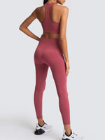 High Waist Peach Hip Seamless Knitted Vest Trousers Two-piece Set