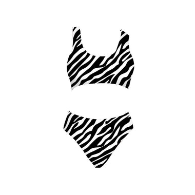 Zebra Print Split Sports Swimwear