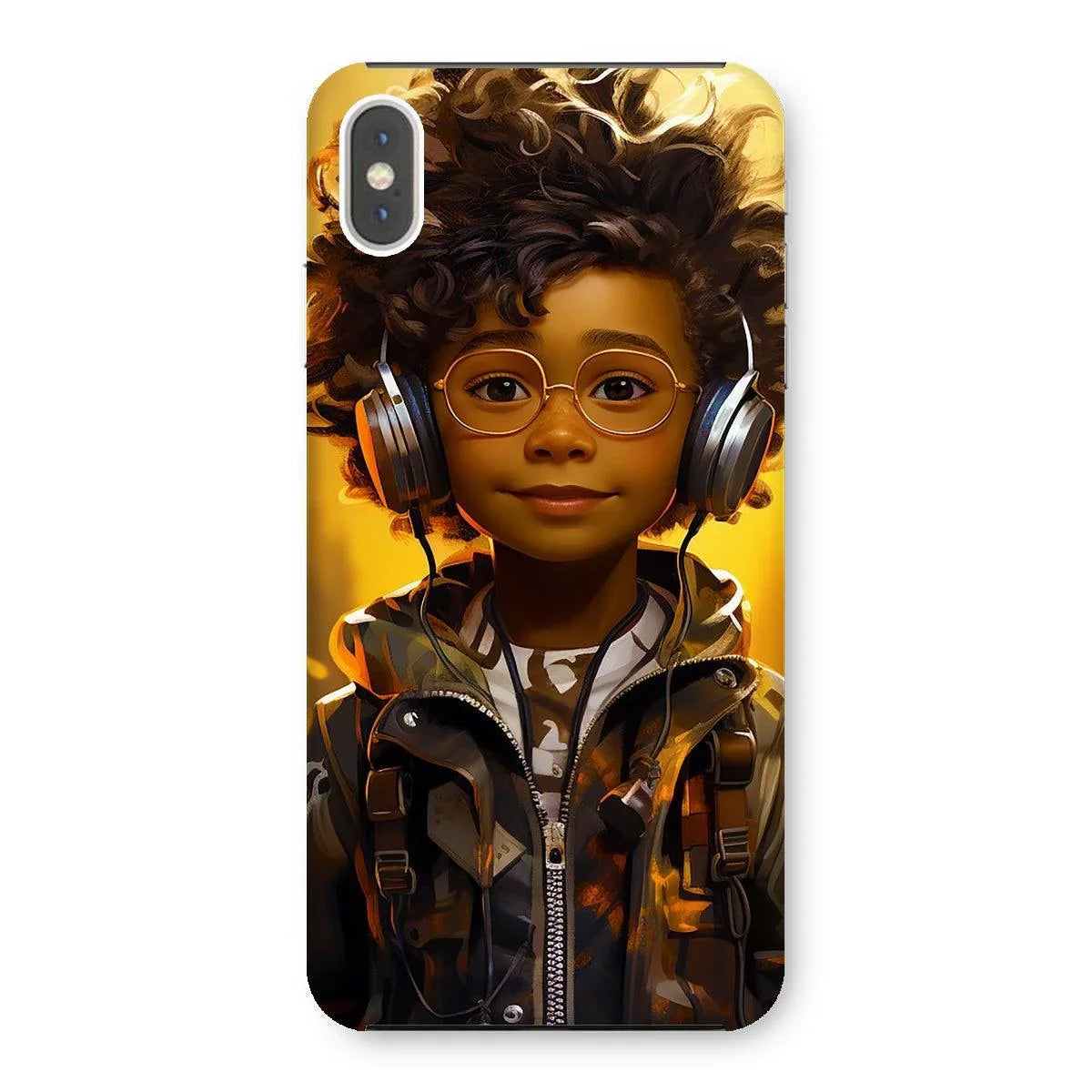 Little Boy Dino Dream Earphone: MelanatedMe Adventures by D'Sare Snap Phone Case - D'Sare 