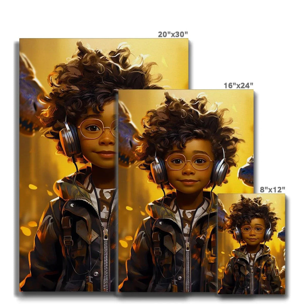 Little Boy Dino Dream Earphone: MelanatedMe Adventures by D'Sare Eco Canvas - D'Sare 