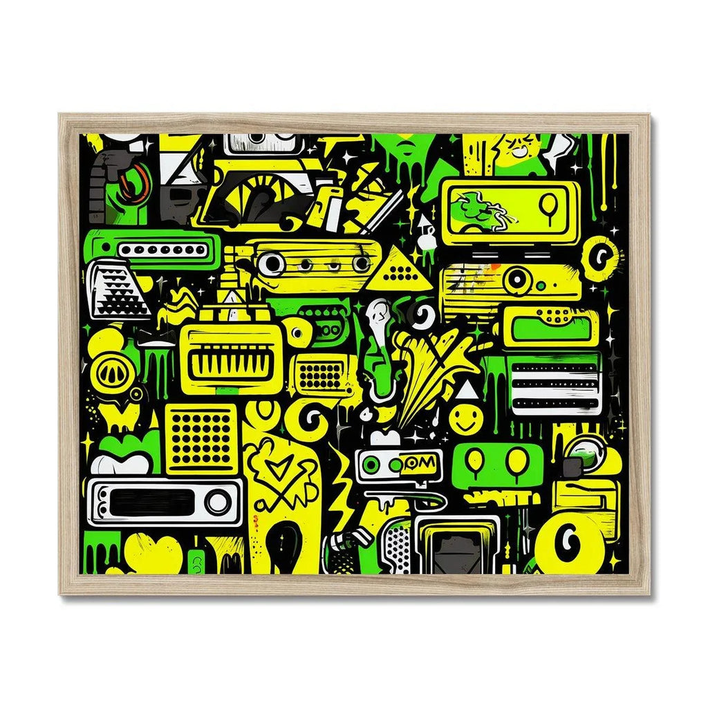 Graffiti Green and Yellow Abstract: A Dive into Vibrant Urban Art Budget Framed Poster - D'Sare 