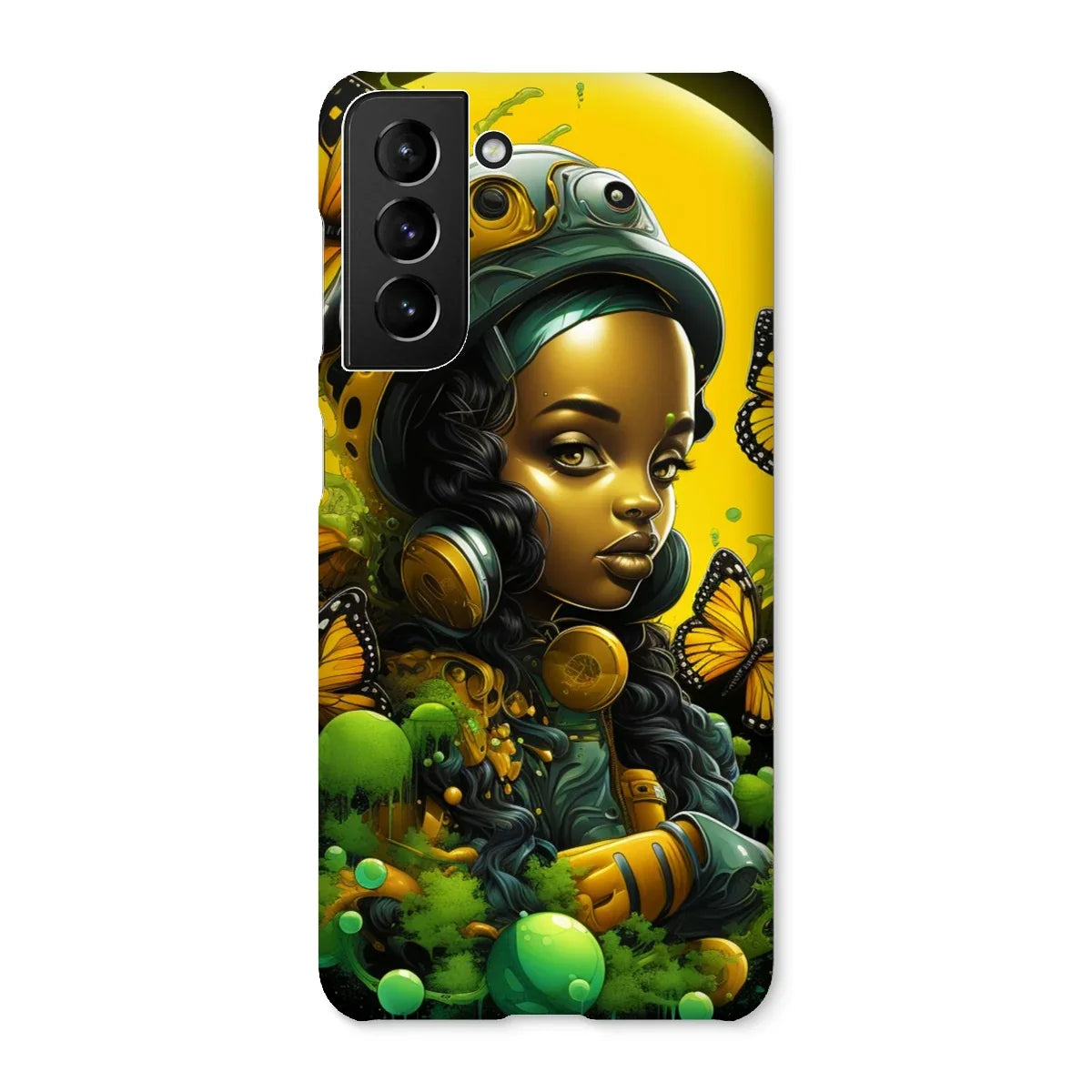 Monarch Butterfly Urban Fantasy Art Print - Afrofuturistic Girl with Butterflies Snap Phone Case - D'Sare