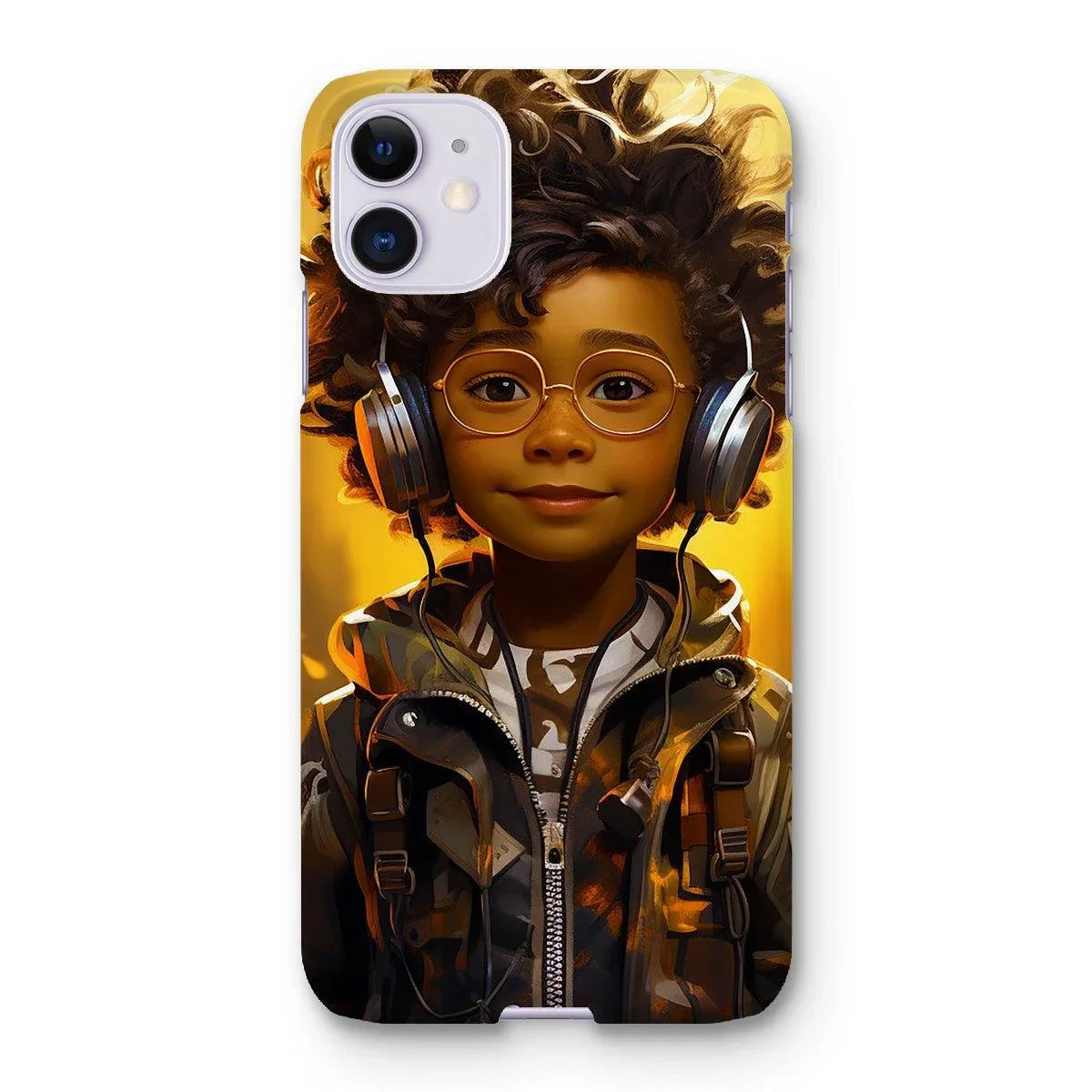Little Boy Dino Dream Earphone: MelanatedMe Adventures by D'Sare Snap Phone Case - D'Sare 