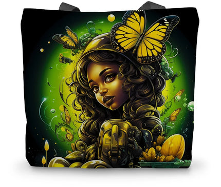 Urban Jungle Metamorphosis Muse Luminous Butterfly Queen Canvas Tote Bag - D'Sare