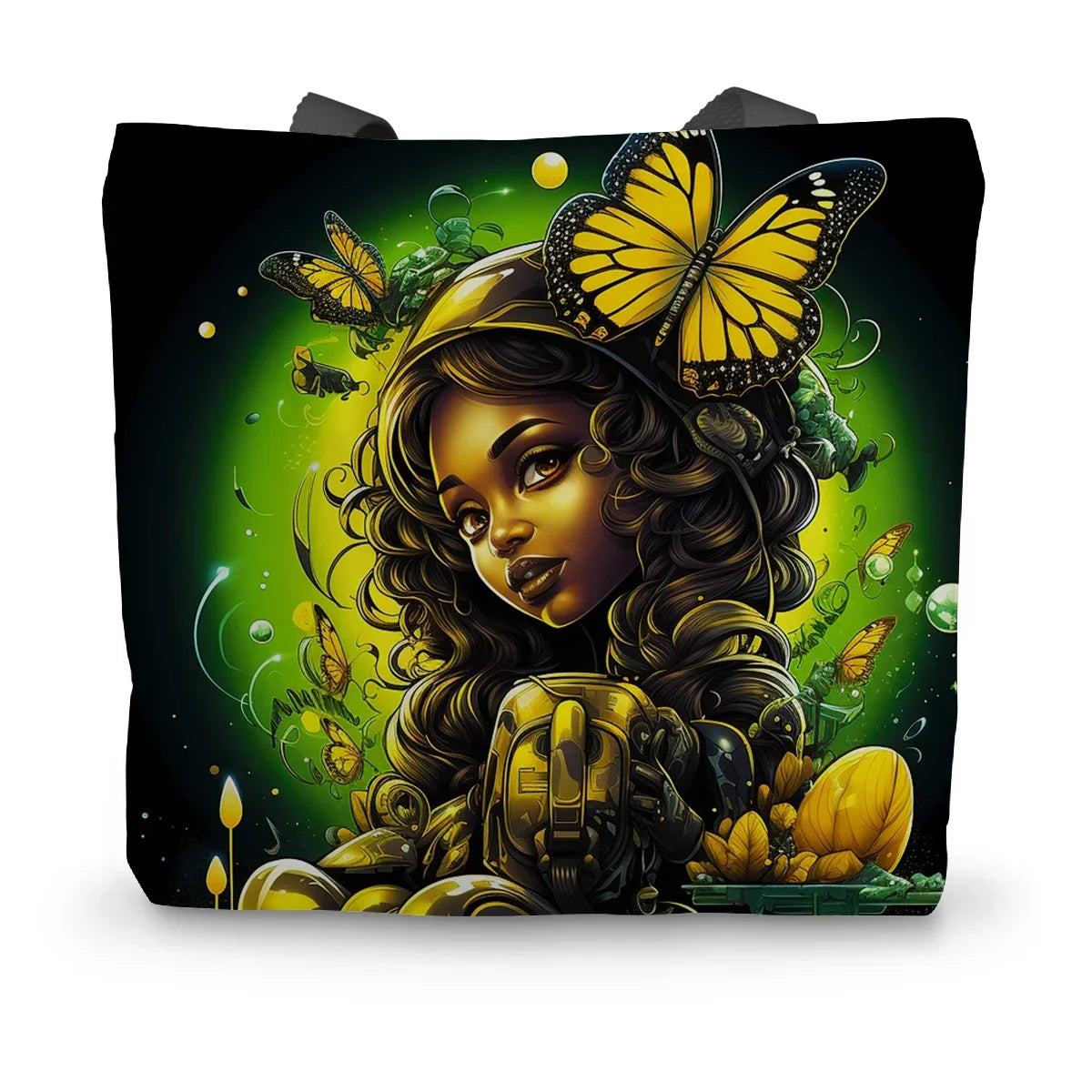 Urban Jungle Metamorphosis Muse Luminous Butterfly Queen Canvas Tote Bag by D'Sare