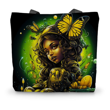 Urban Jungle Metamorphosis Muse Luminous Butterfly Queen Canvas Tote Bag